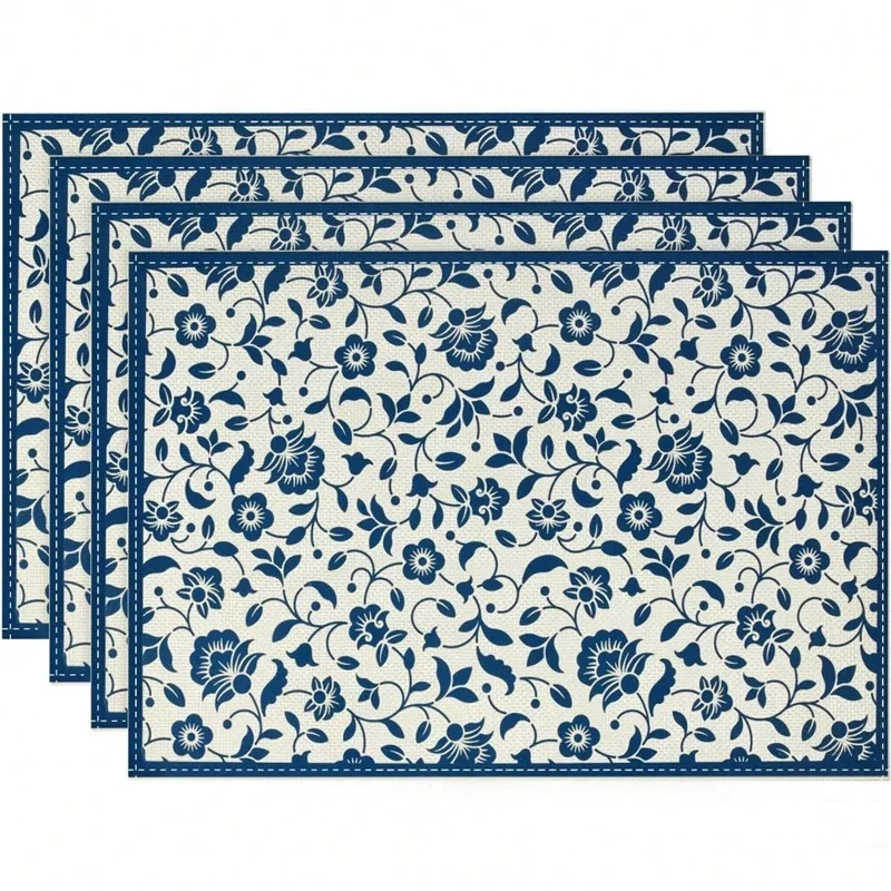 Outdoor Furniture Dining - 4 tovagliette in lino con motivo