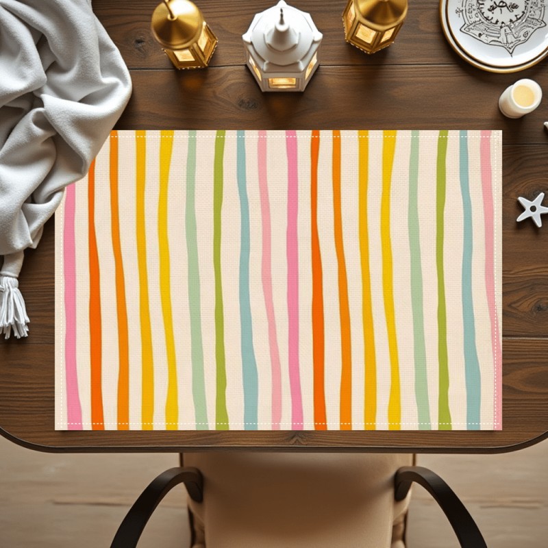 Outdoor Furniture Dining - Tovaglietta a Strisce Arcobaleno Ondulata Colorata